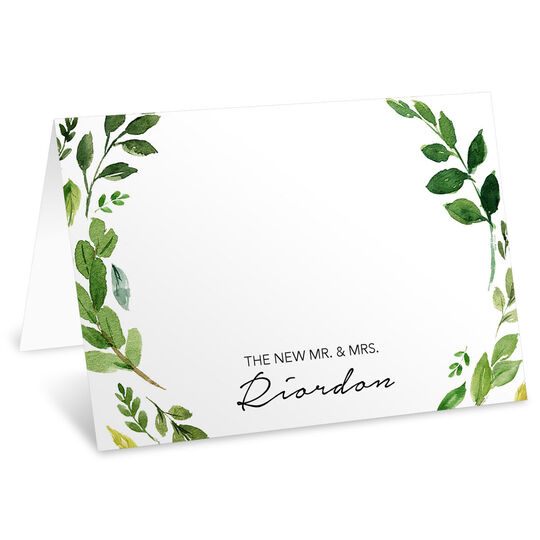 Green Vertical Vines Folded Place Cards